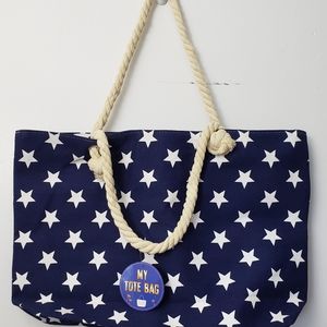 Navy blue canvas bag.